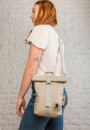 PAPERO Lunchbag Handtasche aus Papier RACOON Pausenbrot vegan nachhaltig