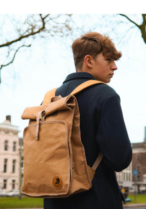 PAPERO Rucksack LIZARD 21 L PRAKTISCH aus waschbarem Kraft Papier leicht, reißfest und wasserfest nachhaltig