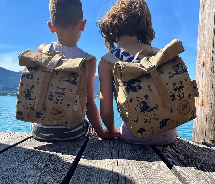 Papero Kids Rucksack aus Papier nachhaltig vegan für Fahrradtashe