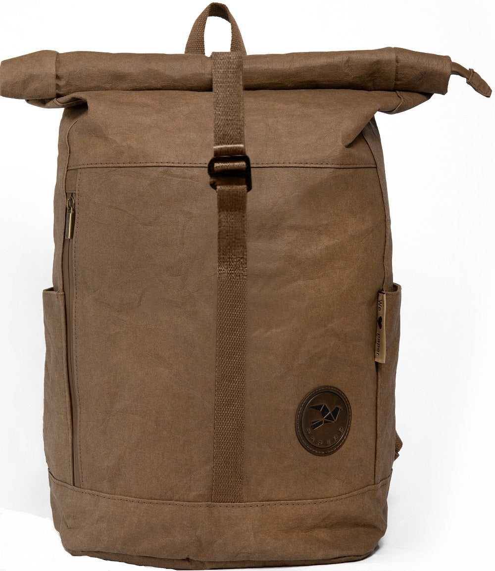 Papero upcycling Rucksack aus Papier braun